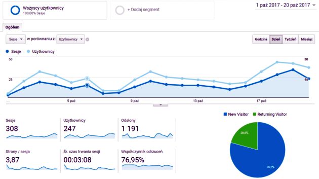 przykad raportu w Google Analytics